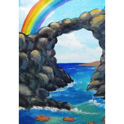 Meeresbogen & Regenbogen – Kunst aus Lanzarote | Original & Art Print von Mirai Art