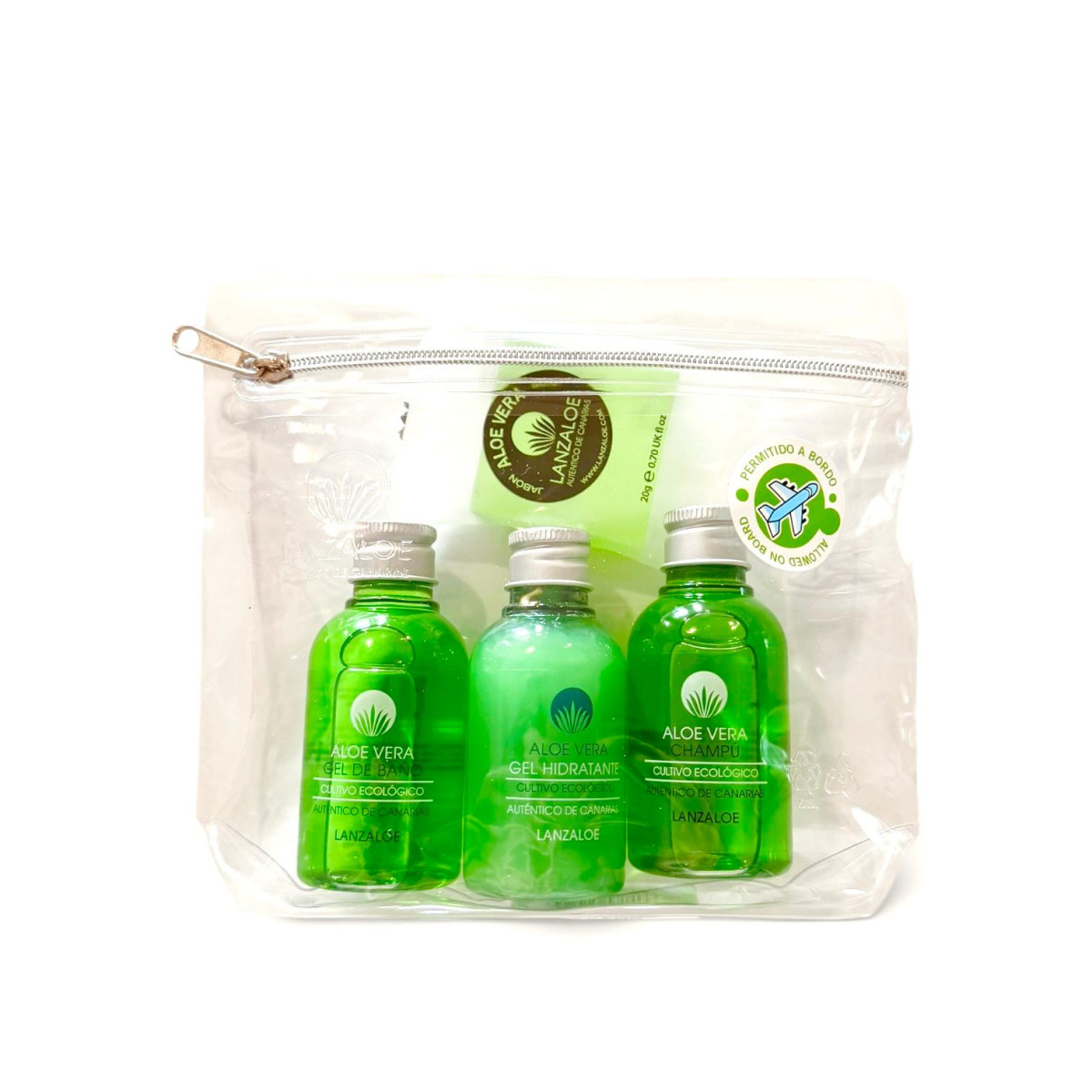 Lanzaloe Reise-Set Aloe Vera (Duschgel + Shampoo + Feuchtigkeitsgel)   Handgepck-Set